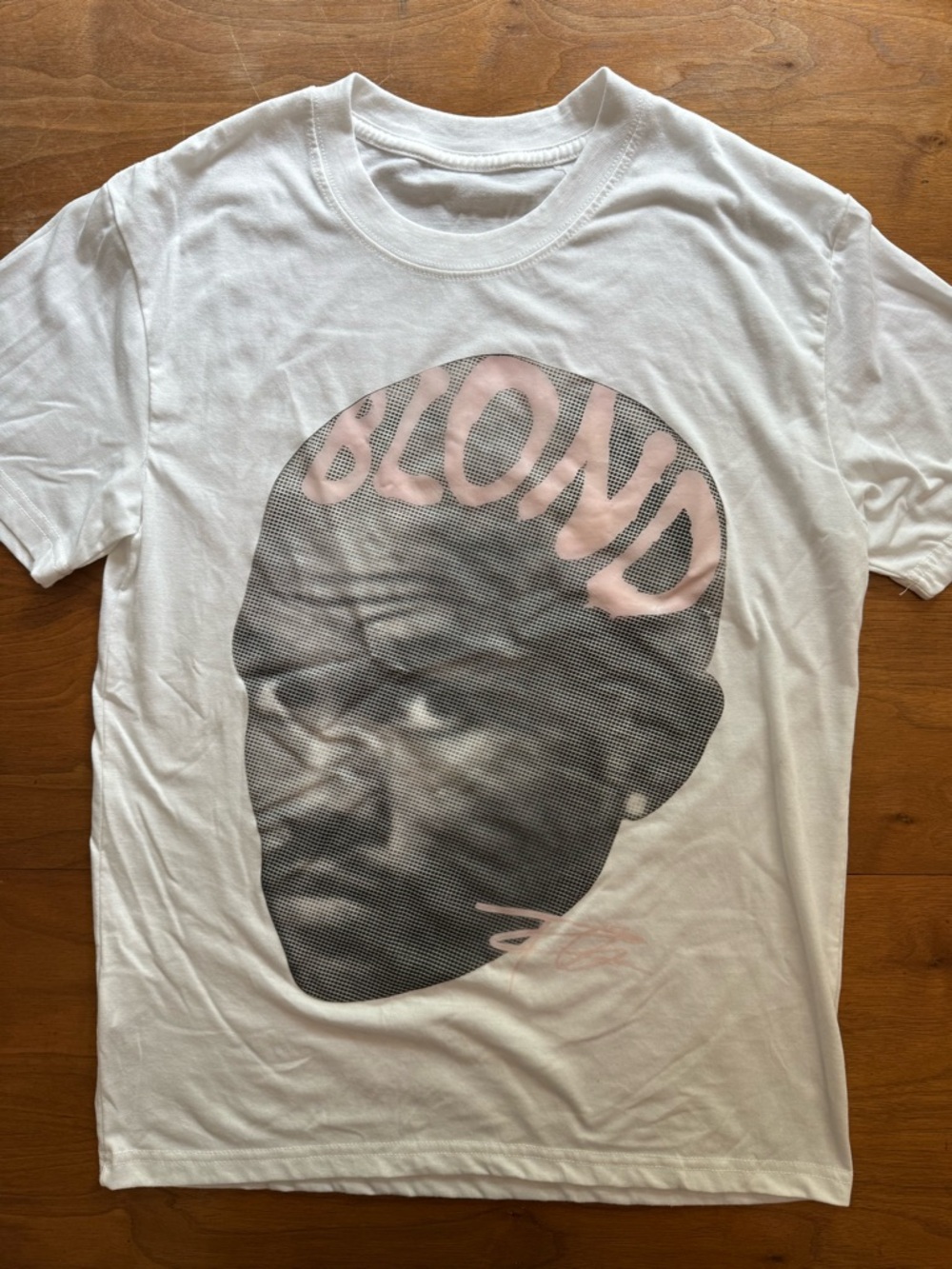 Gildan White Short-Sleeve Tee with Pink 'BLOND' Graphic